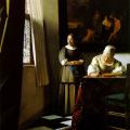 Vermeer. Une dame écrivant une lettre et sa servante (1670-71)