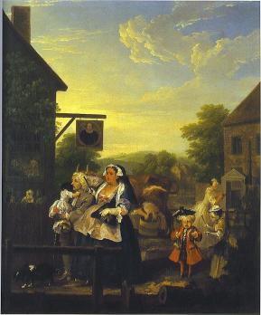 William Hogarth. Quatre moments de la journée. Le soir (1736-38)